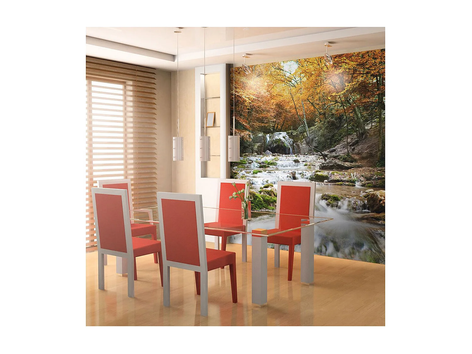 Papier Peint "Automne Chute D'eau" 154 x 200 cm