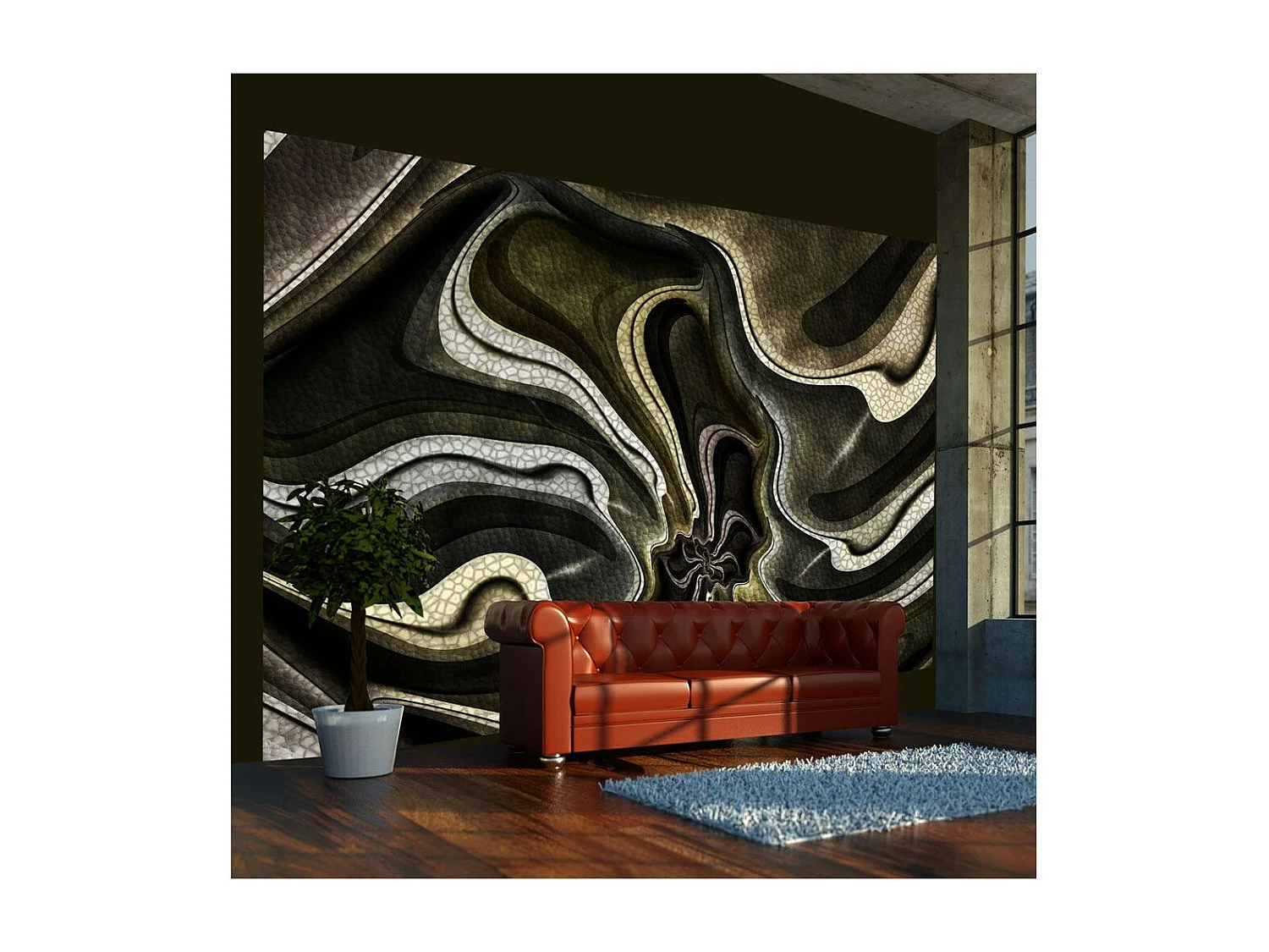 Papier Peint "Green & Brown Textured Fractal" 154 x 200 cm