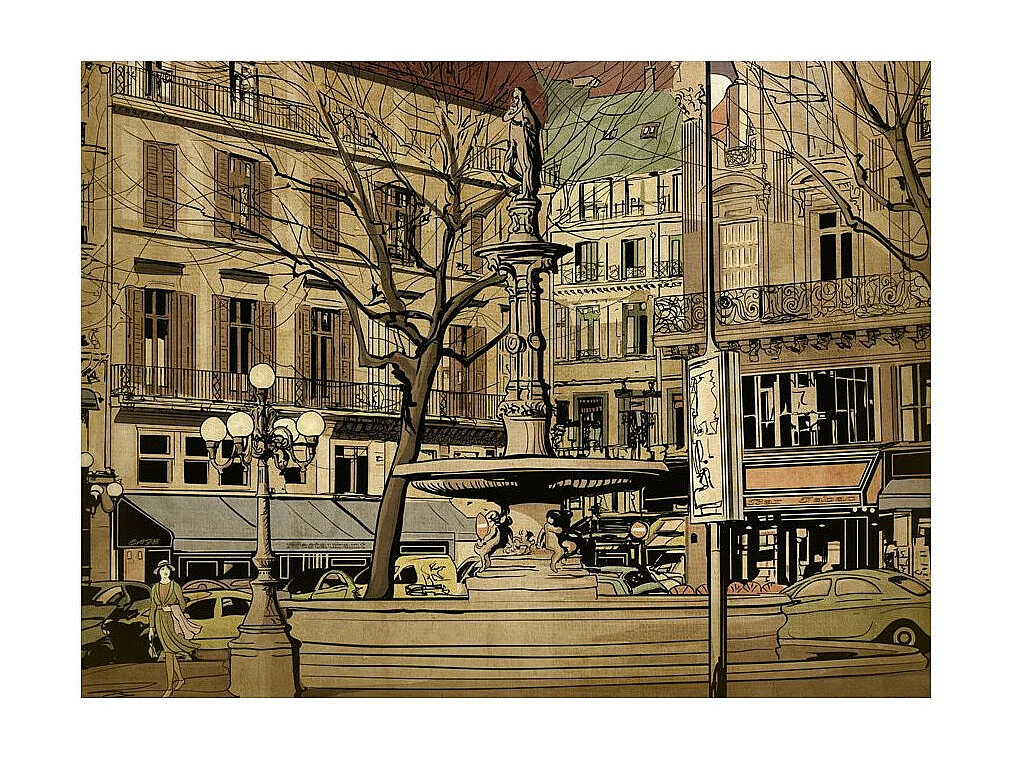 Papier Peint "Parisian Fountain" 193 x 250 cm