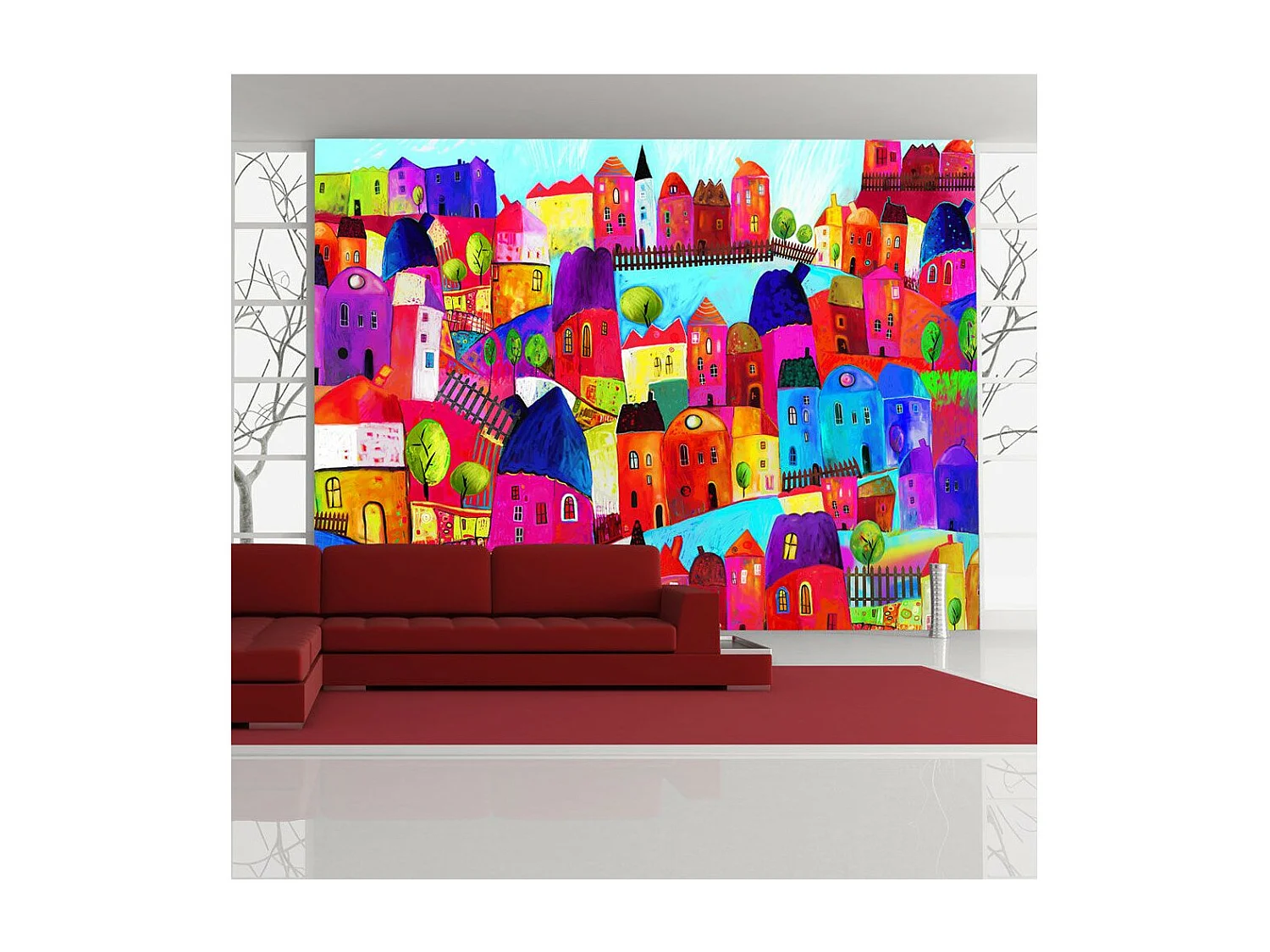 Papier Peint "Rainbow Hued Town" 154 x 200 cm