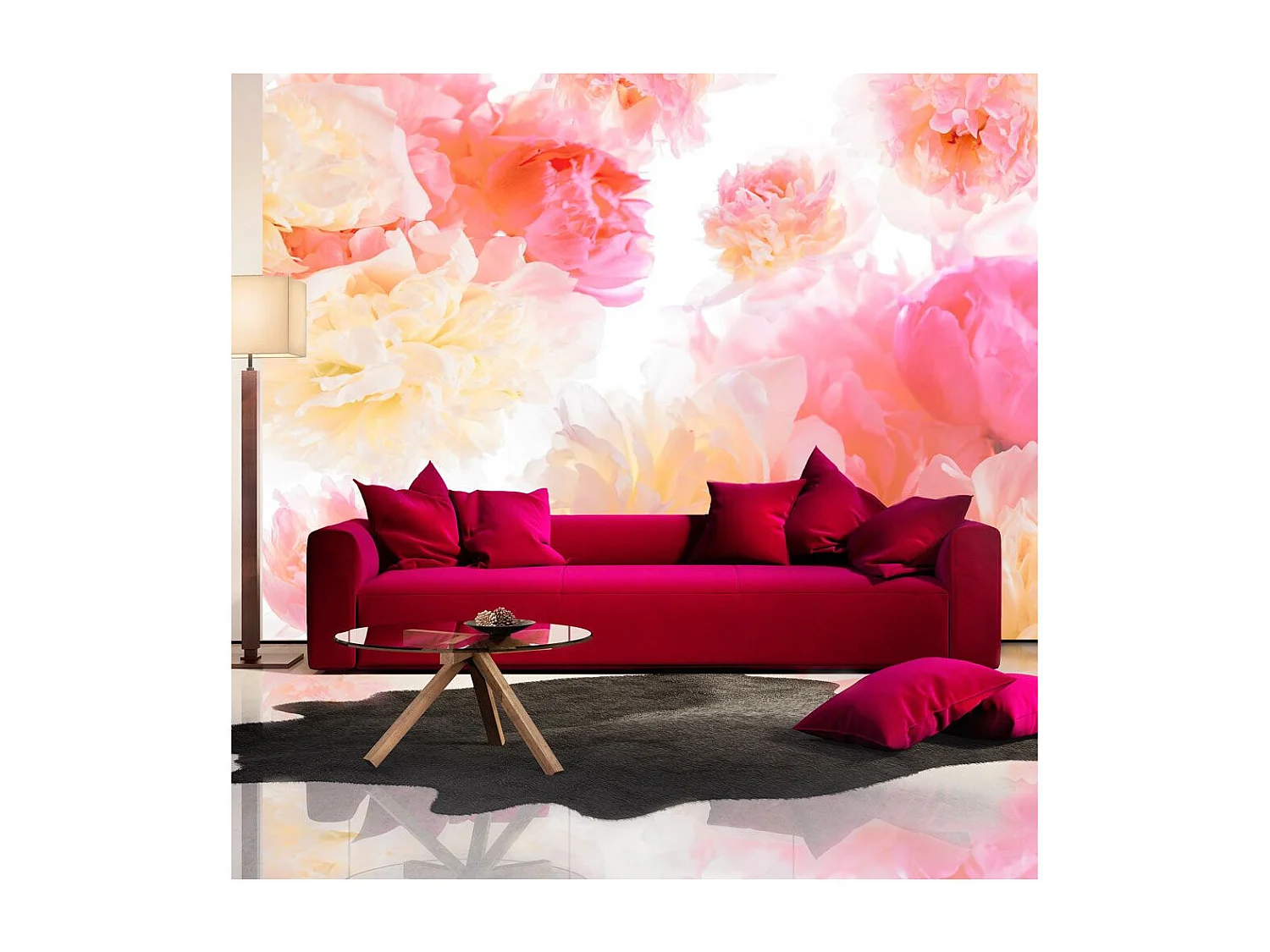 Papier Peint "Pastel Peonies" 245 x 350 cm