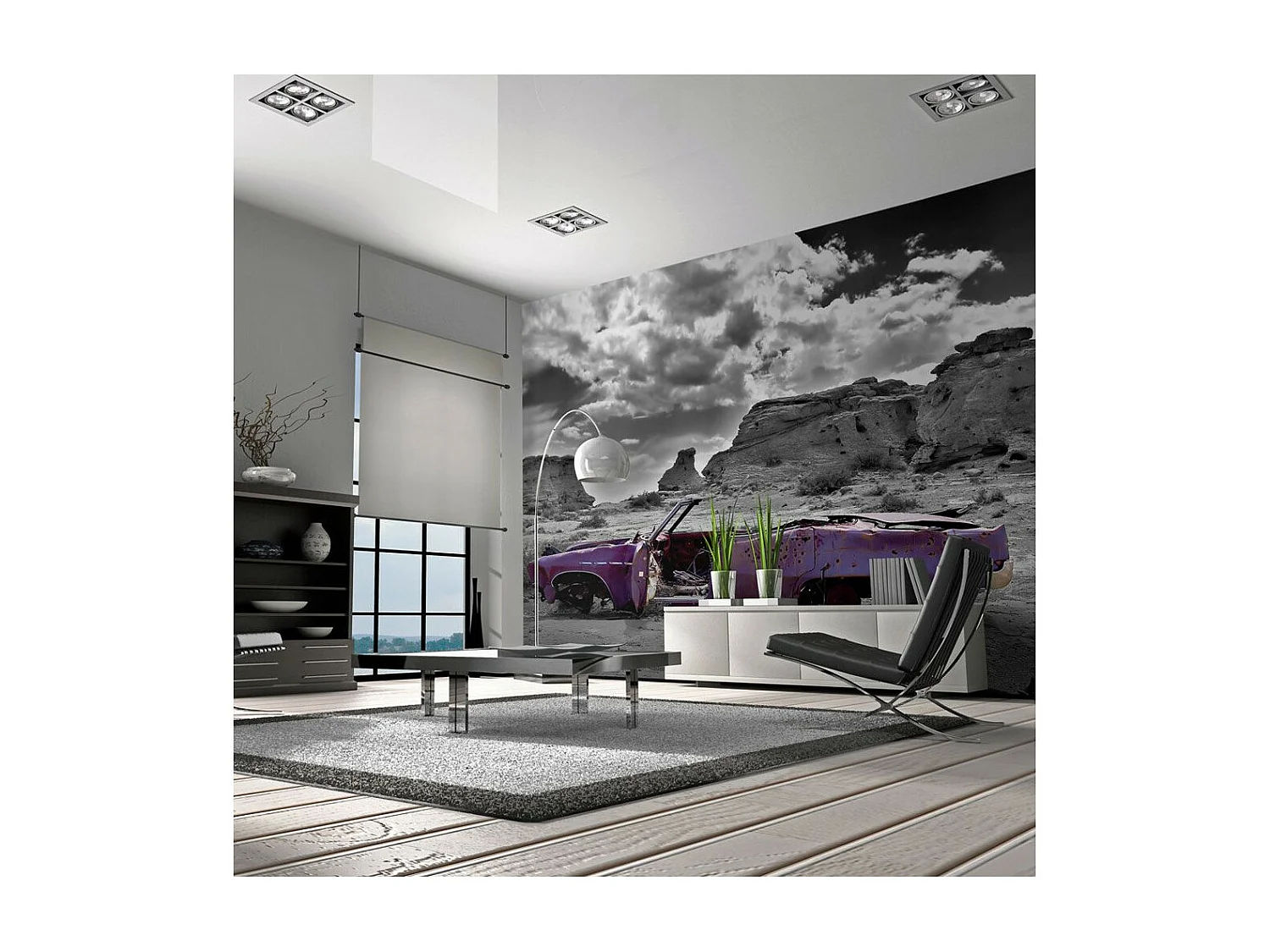 Papier Peint "Voiture Rétro sur le Désert du Colorado" 270 x 350 cm