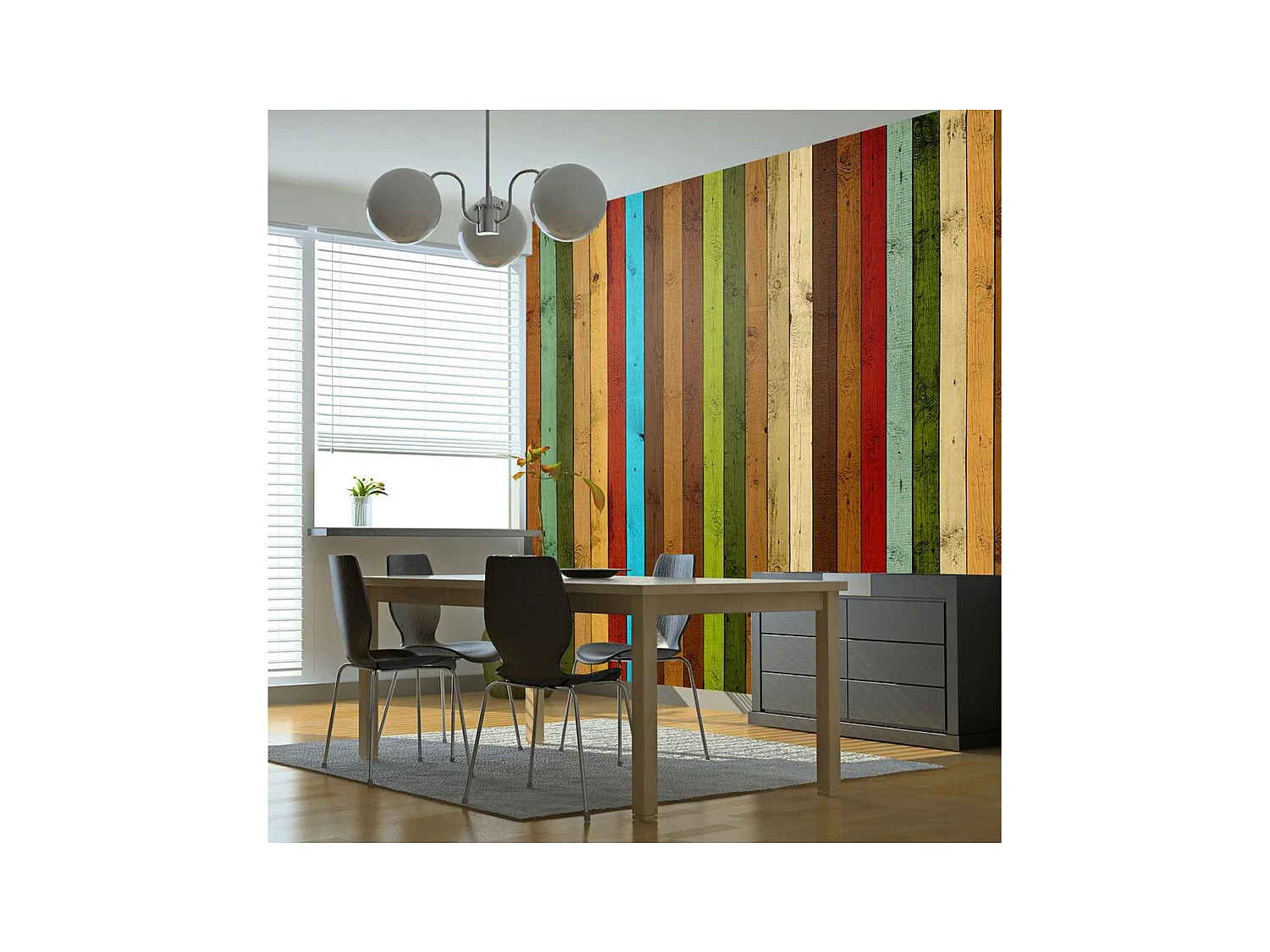 Papier Peint "Wooden Rainbow" 270 x 350 cm