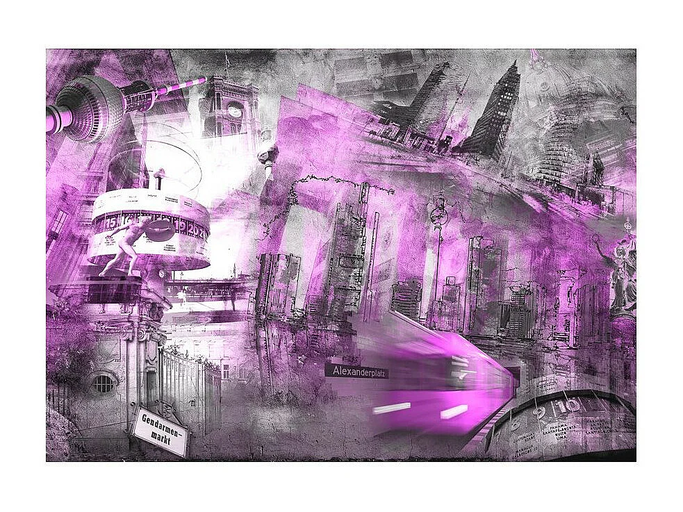 Papier Peint "Berlin Collage Violet" 140 x 200 cm