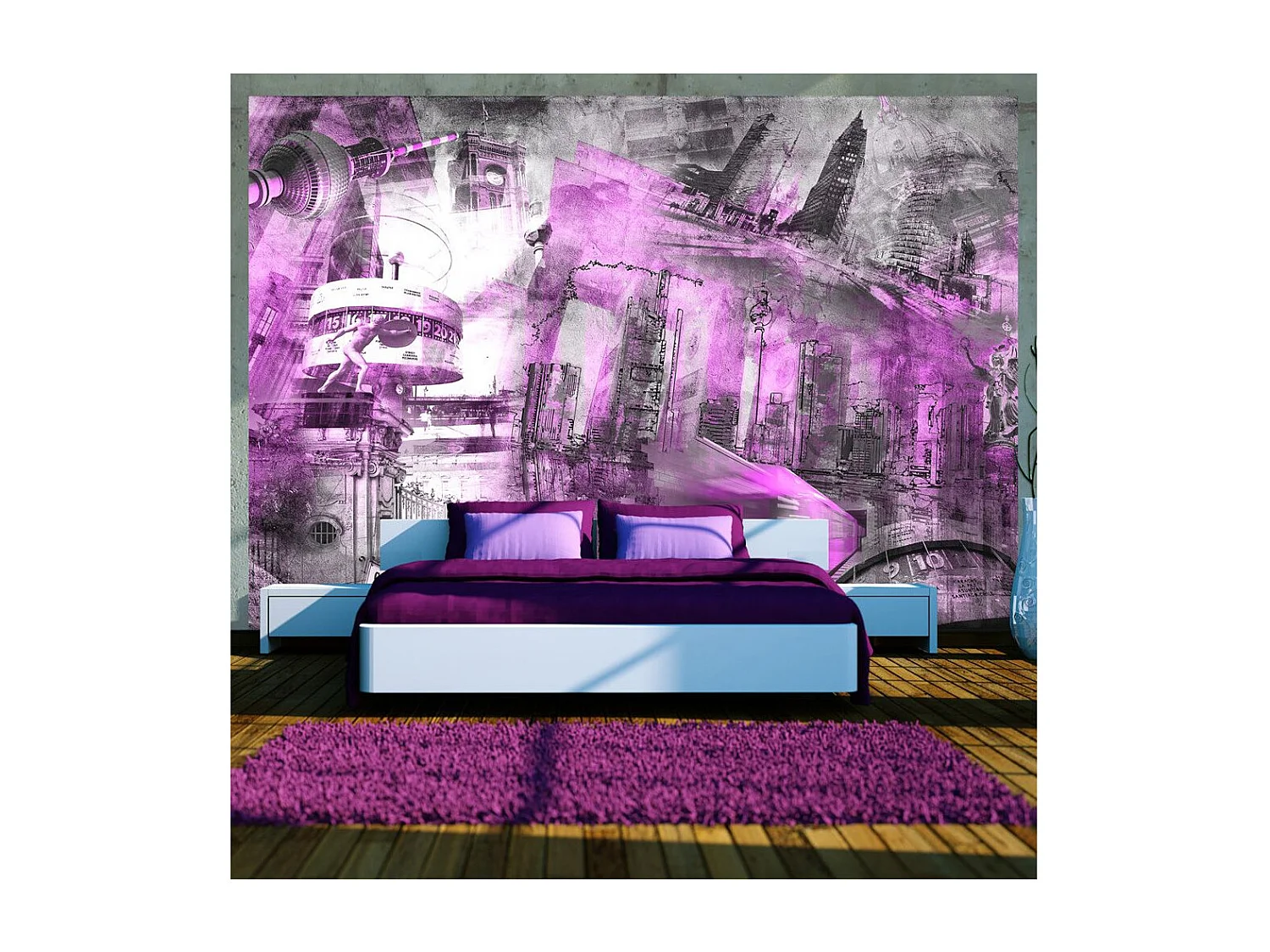Papier Peint "Berlin Collage Violet" 140 x 200 cm