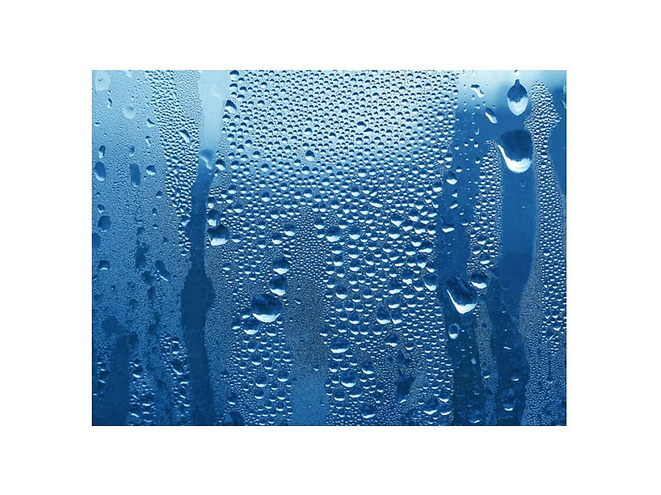 Papier Peint "Gouttes D'eau sur Verre Bleu" 309 x 400 cm