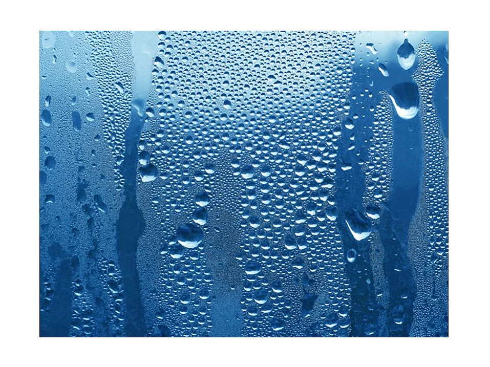 Papier Peint "Gouttes D'eau sur Verre Bleu" 309 x 400 cm