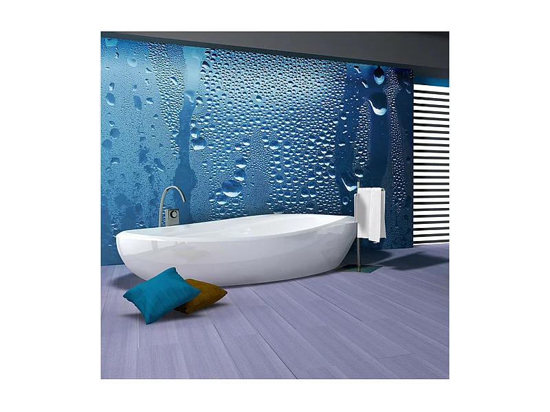 Papier Peint "Gouttes D'eau sur Verre Bleu" 309 x 400 cm