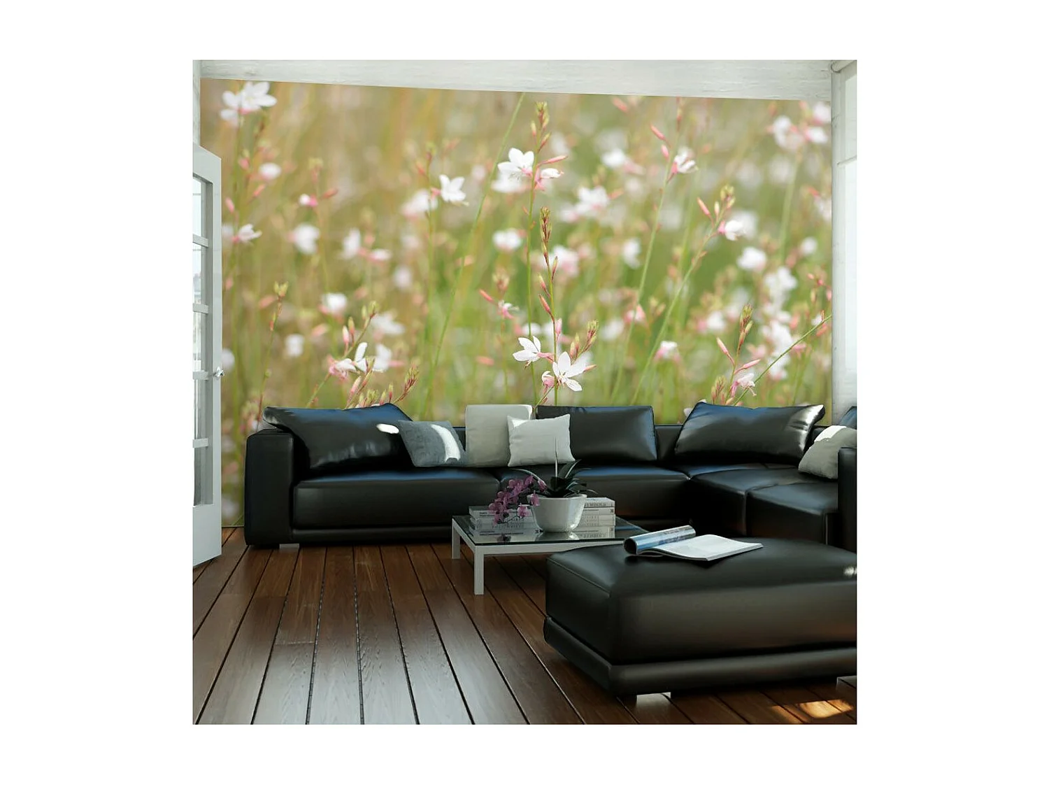 Papier Peint "Petites Fleurs Blanches" 270 x 350 cm