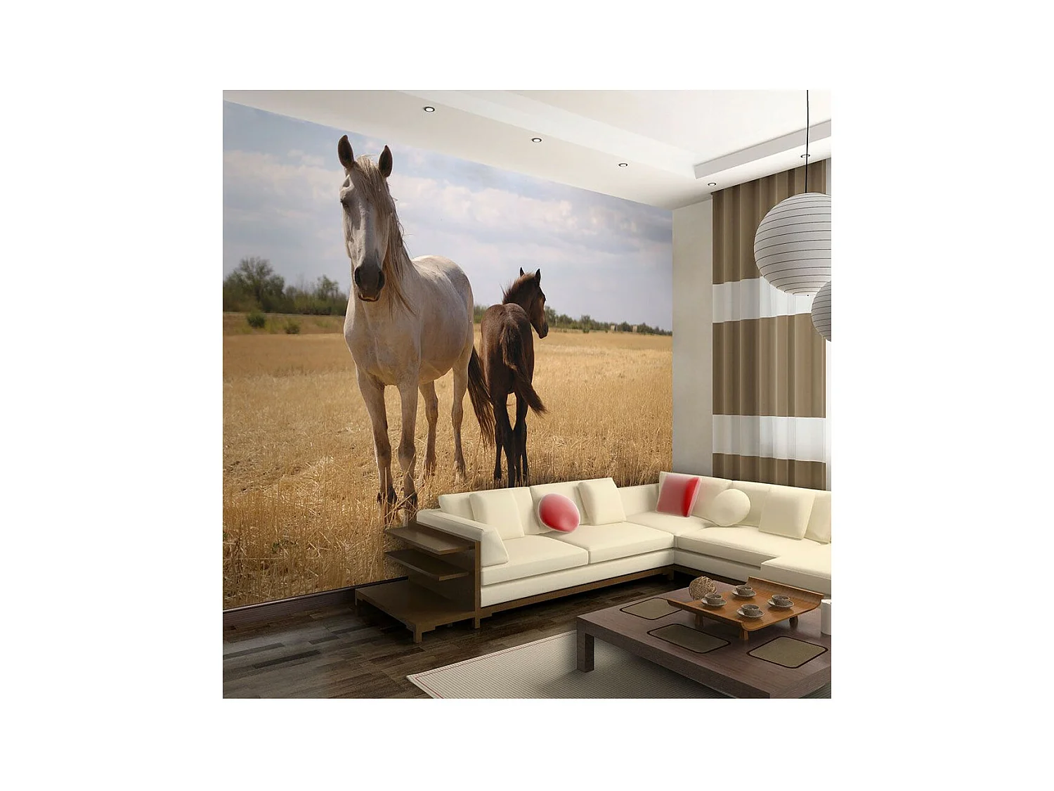 Papier Peint "Cheval & Poulain" 231 x 300 cm