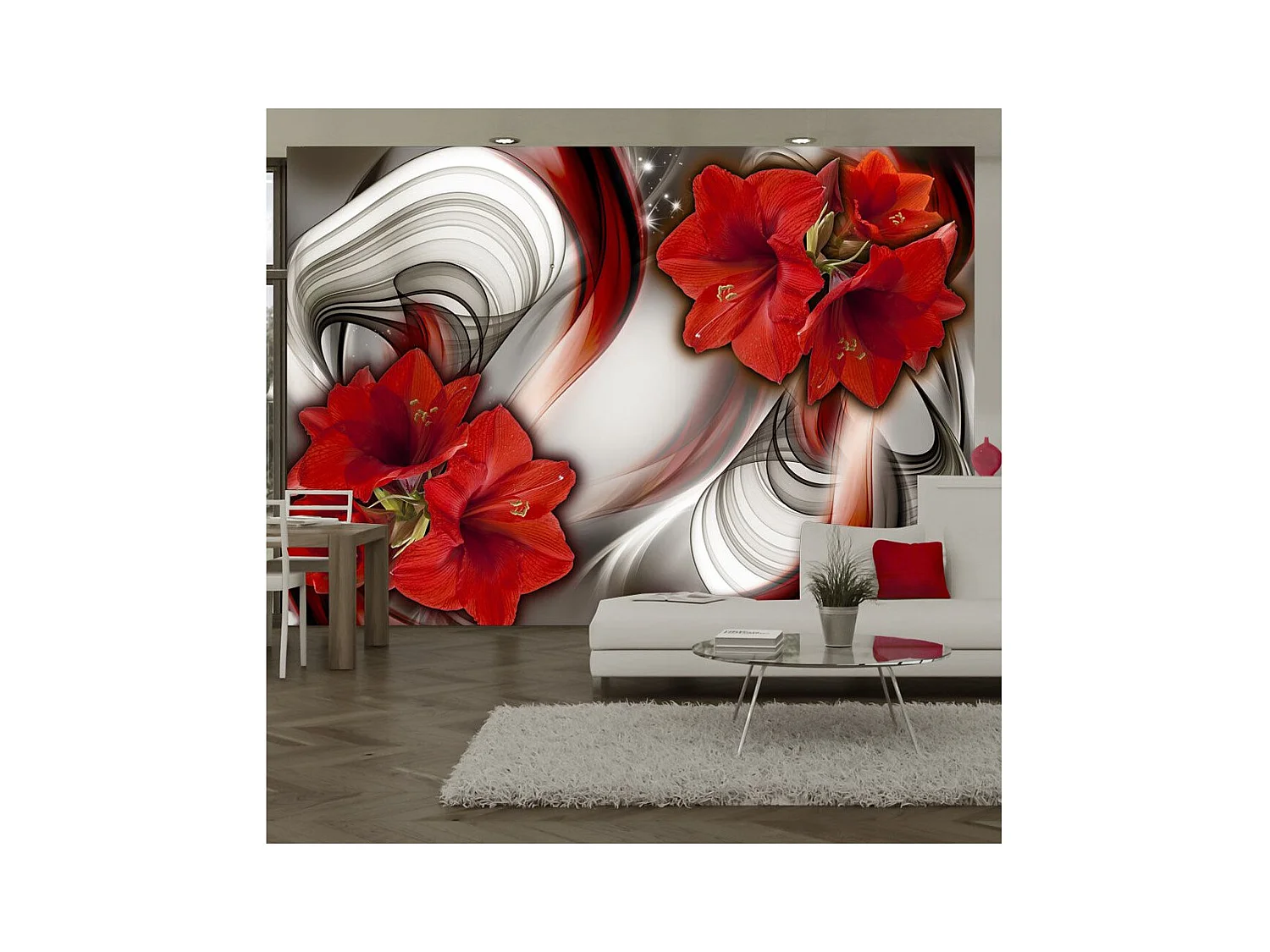 Papier Peint "Amaryllis Ballad of the Red" 105 x 150 cm