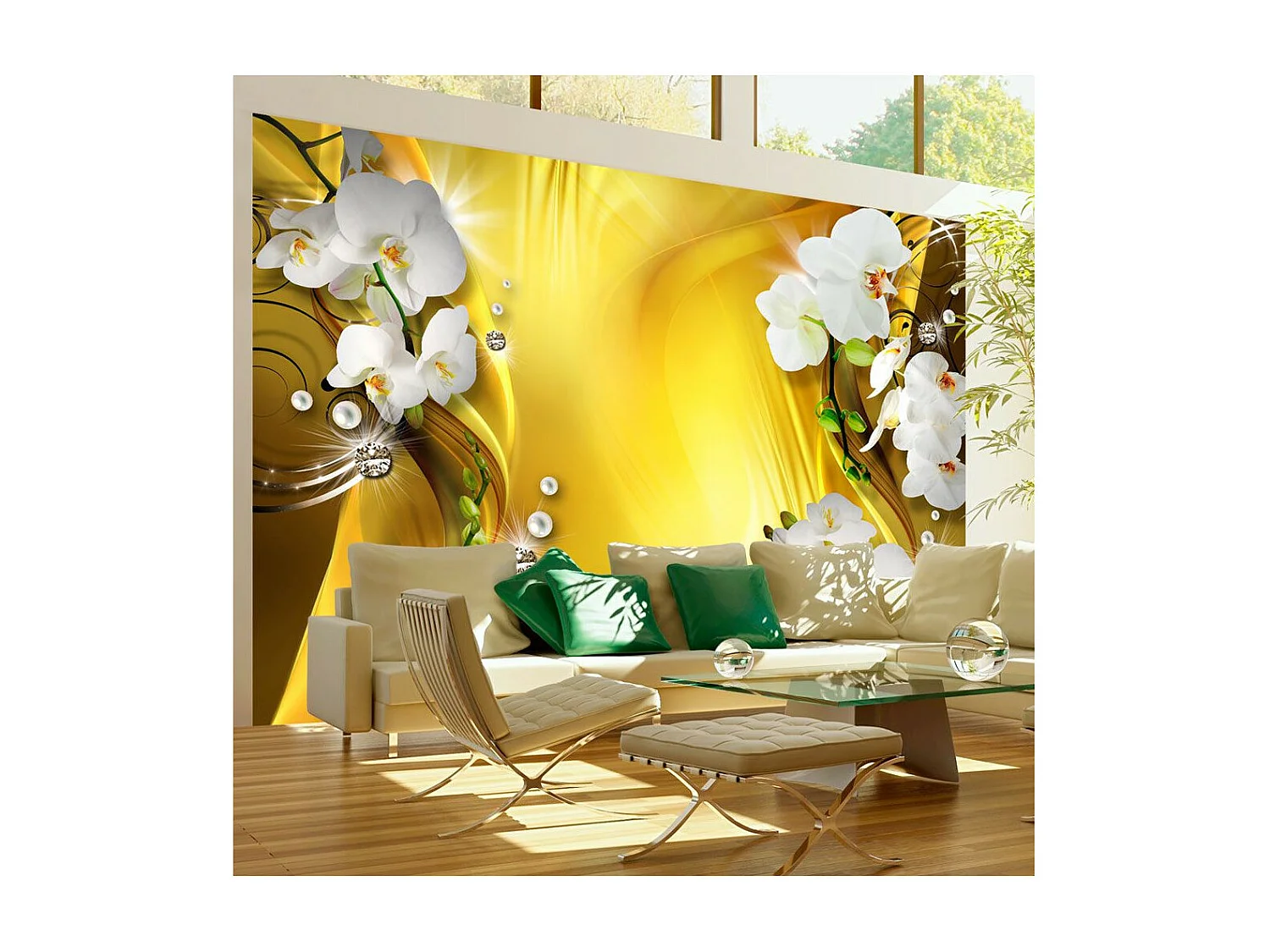 Papier Peint "Orchid in Gold" 140 x 200 cm