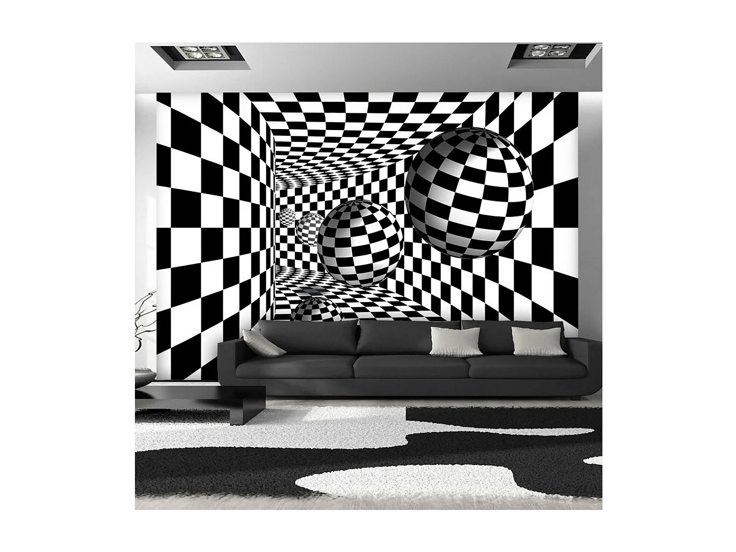 Papier Peint "Black & White Corridor" 140 x 200 cm