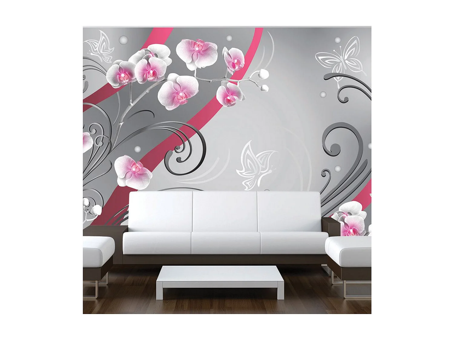 Papier Peint "Pink Orchids Variation" 140 x 200 cm