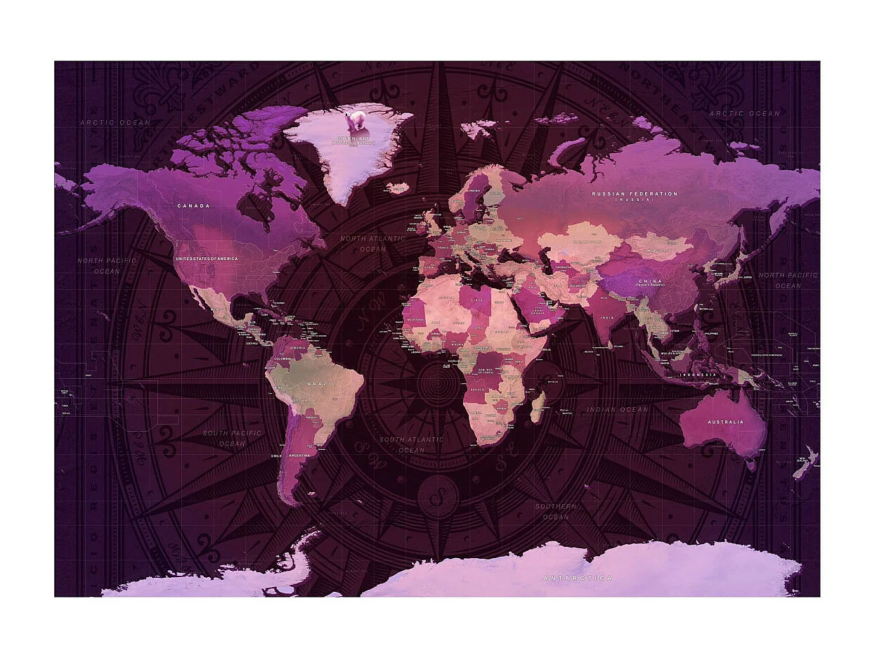 Papier Peint "Purple World Map" 245 x 350 cm