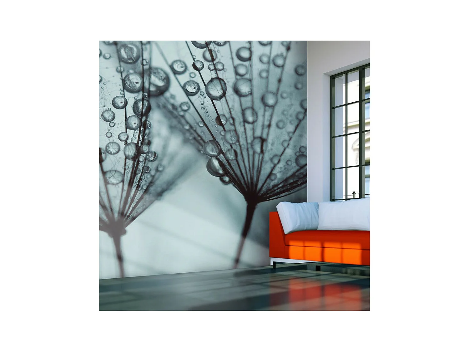 Papier Peint "Pissenlit Bleu Turquoise" 270 x 350 cm