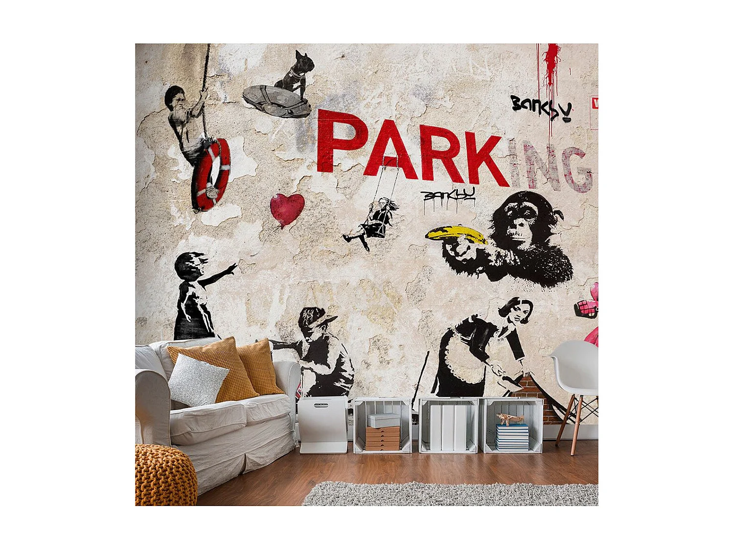 Papier Peint "Banksy - Graffiti Collage" 210 x 300 cm