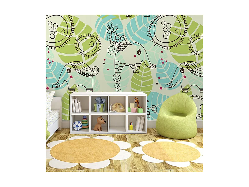 Papier Peint "éléphants pour Enfants" 193 x 250 cm