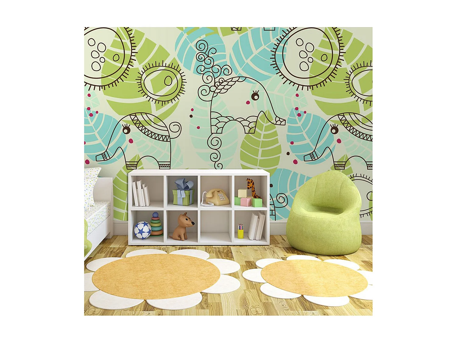Papier Peint "éléphants pour Enfants" 193 x 250 cm