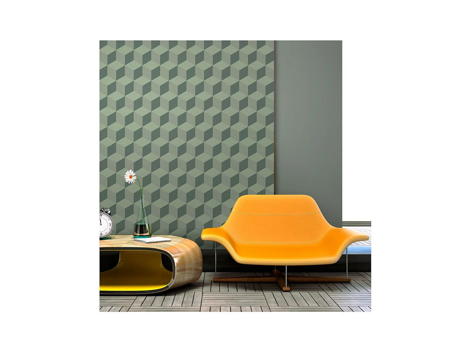 Papier Peint "Cubes Monochromes" 154 x 200 cm