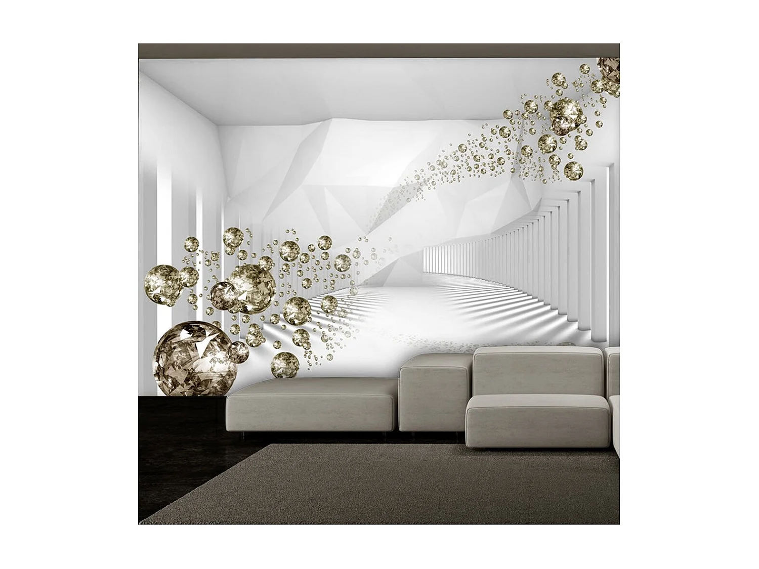 Papier Peint "Diamond Corridor Grey" 280 x 400 cm