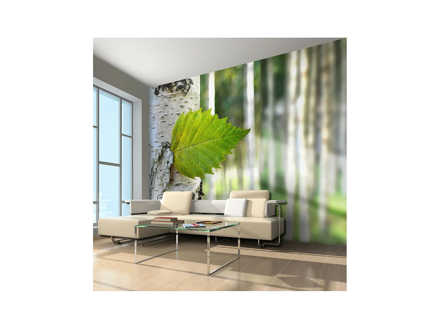 Papier Peint "Feuille de Bouleau" 231 x 300 cm