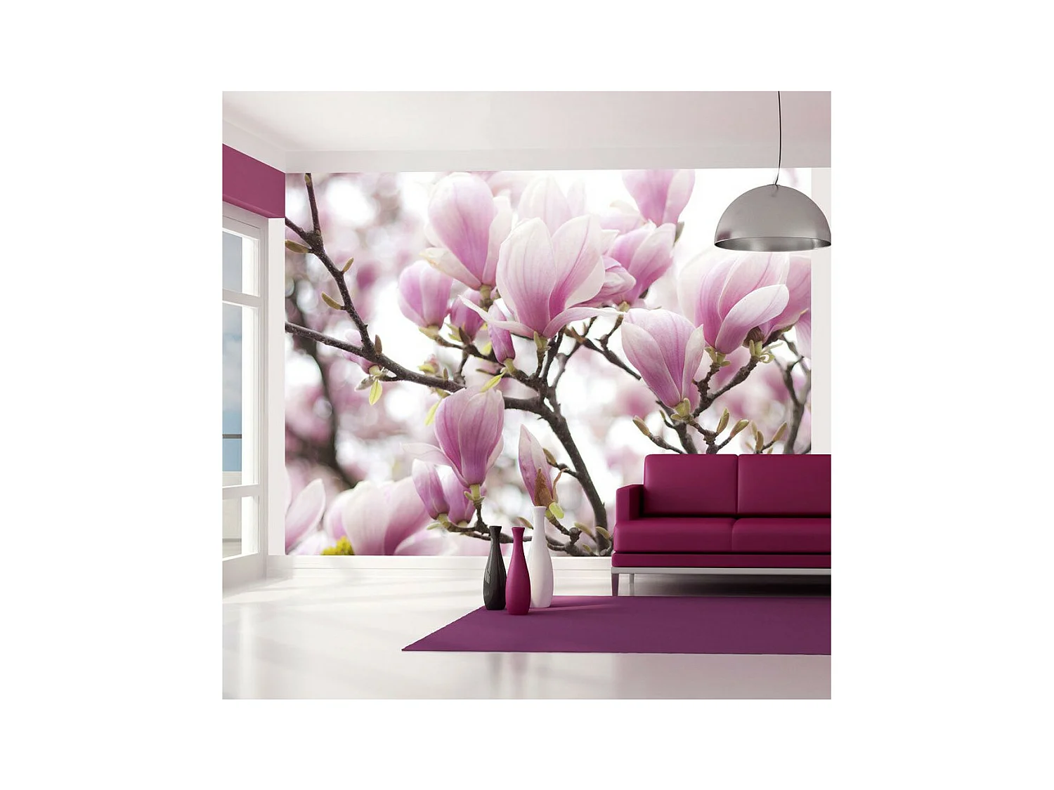 Papier Peint "Branche de Magnolia en Fleurs" 193 x 250 cm