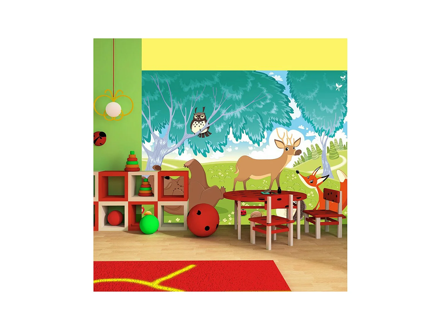 Papier Peint "Les Animaux du Bois de Quat'sous" 309 x 400 cm