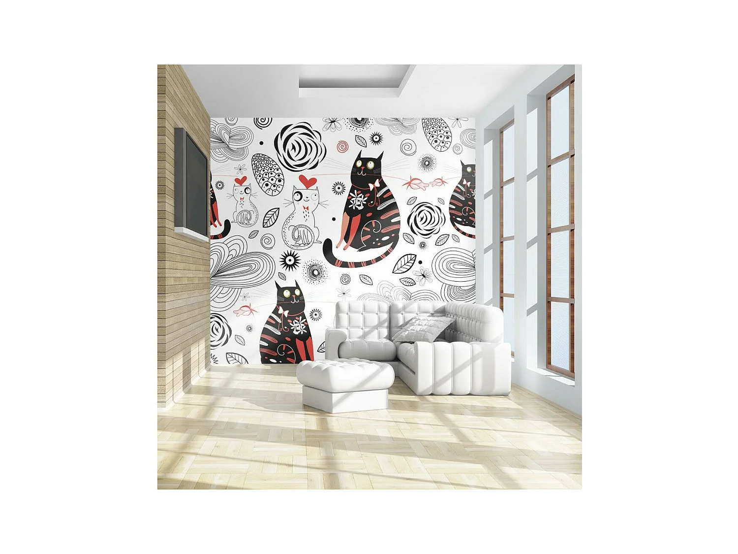 Papier Peint "Chats Amoureux" 193 x 250 cm