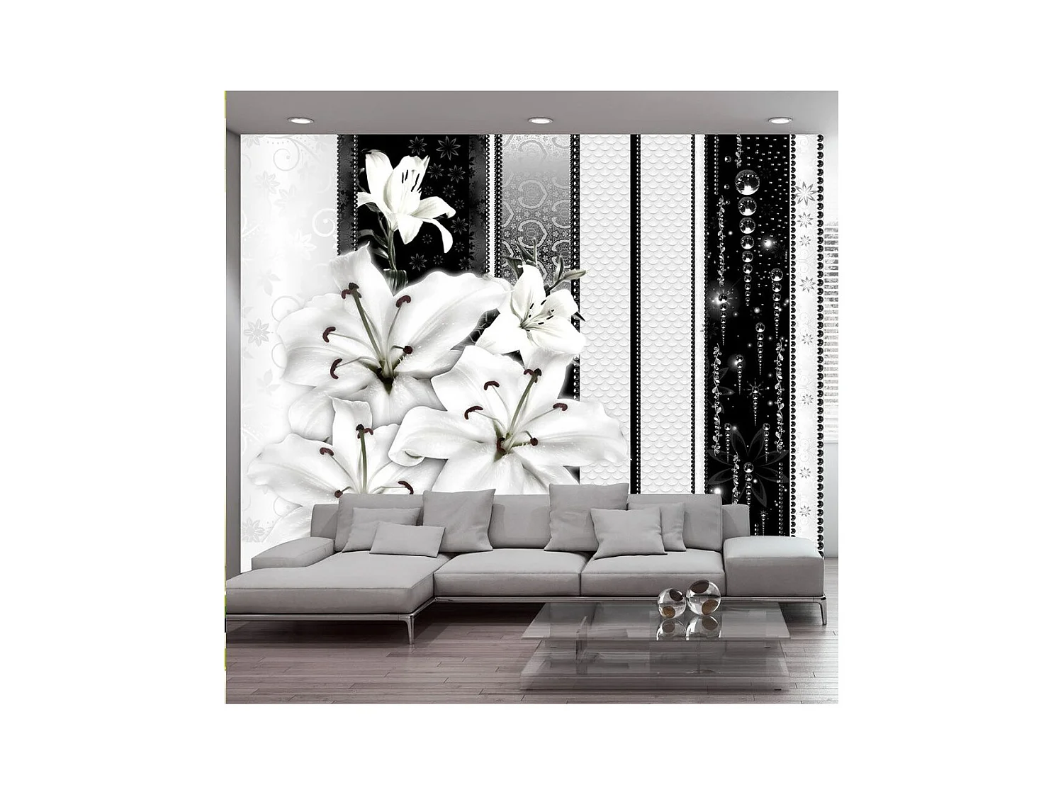 Papier Peint "Crying Lilies in White" 140 x 200 cm