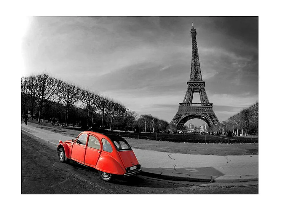 Papier Peint "Tour Eiffel & Voiture Rouge" 231 x 300 cm