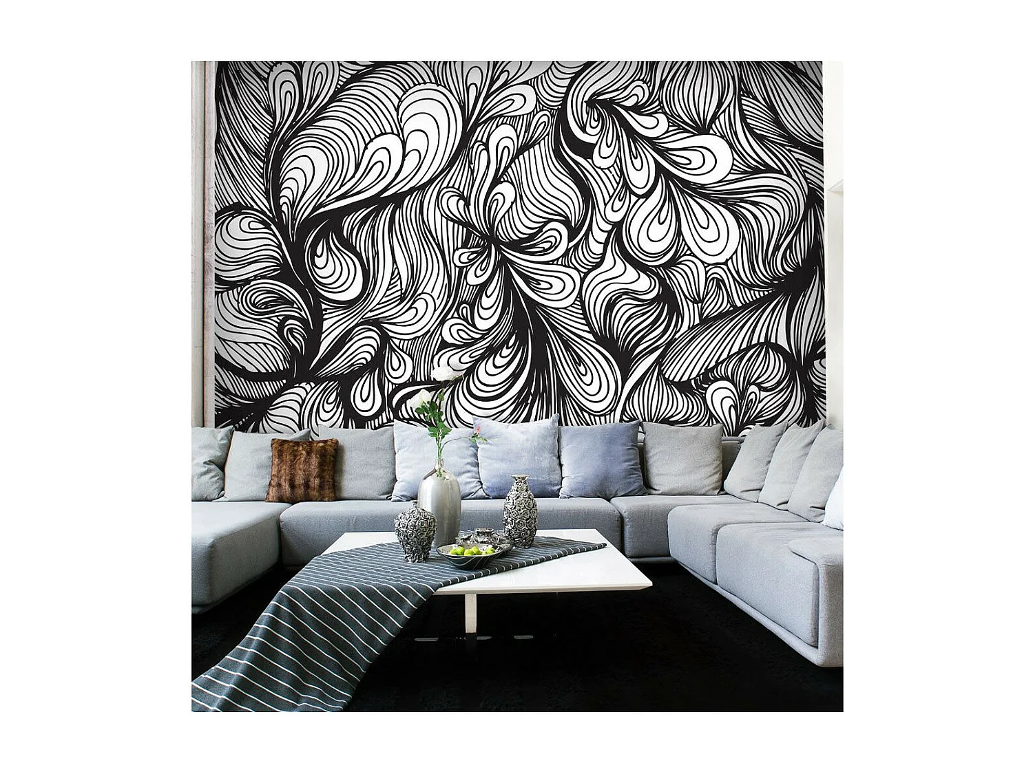 Papier Peint "Noir & Blanc Style Rétro" 231 x 300 cm