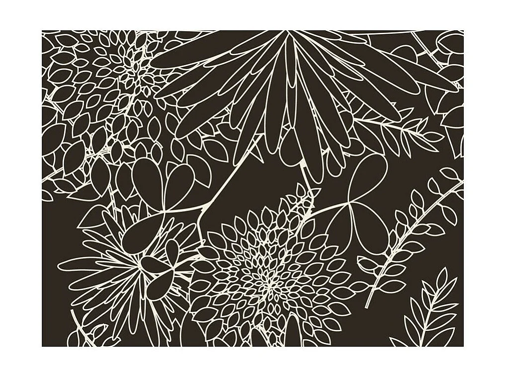 Papier Peint "Motif Floral Noir & Blanc" 154 x 200 cm