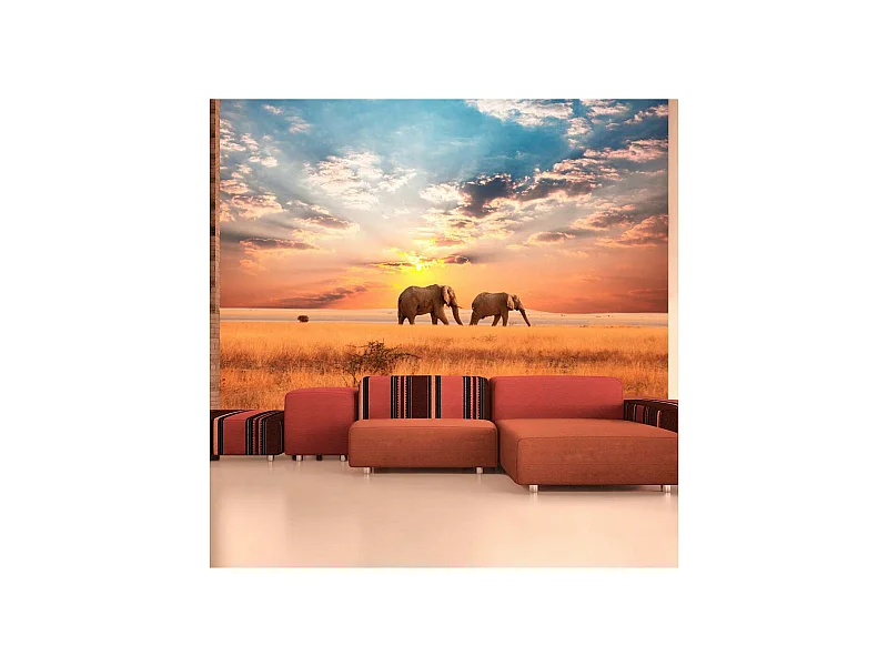 Papier Peint "Éléphants de Savane D'Afrique" 270 x 350 cm