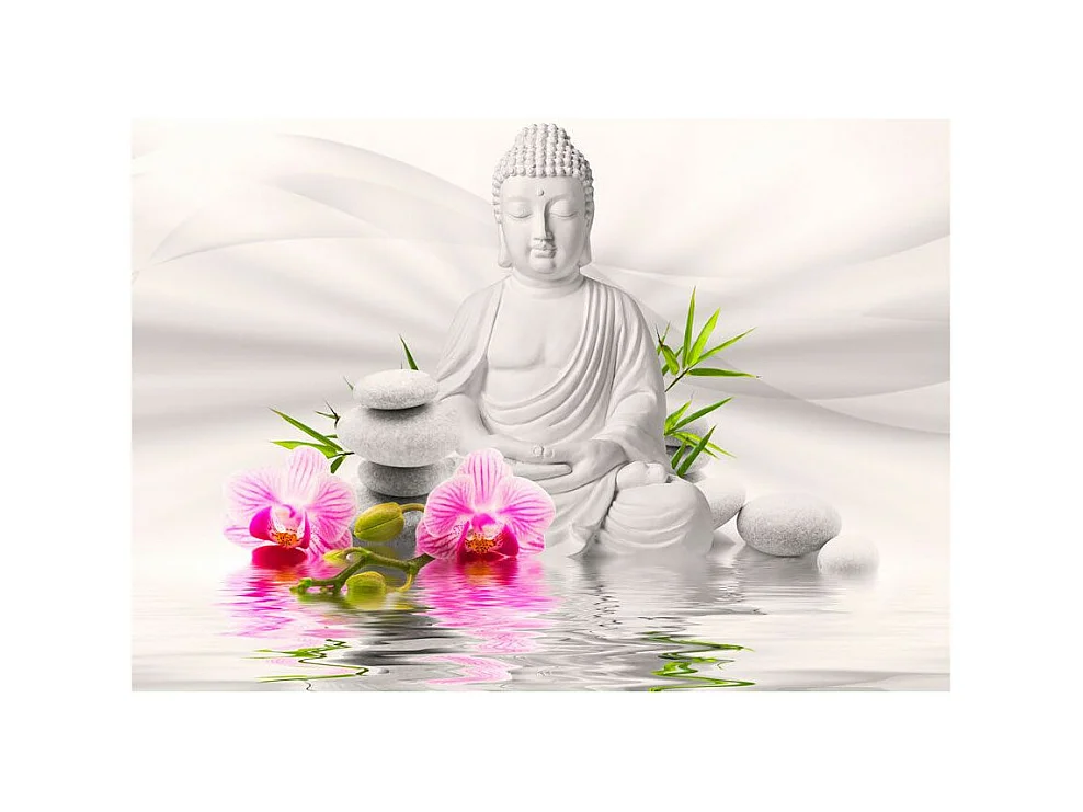 Papier Peint "Bouddha & Orchidées" 210 x 300 cm