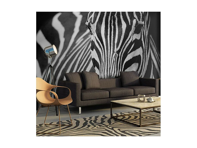 Papier Peint "Blanc à Rayures Noires" 231 x 300 cm