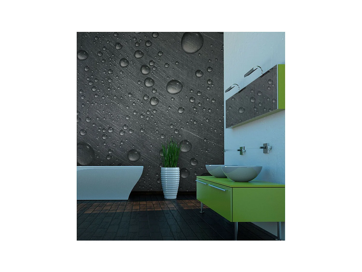 Papier Peint "Surface en Acier avec Gouttes D'eau" 193 x 250 cm