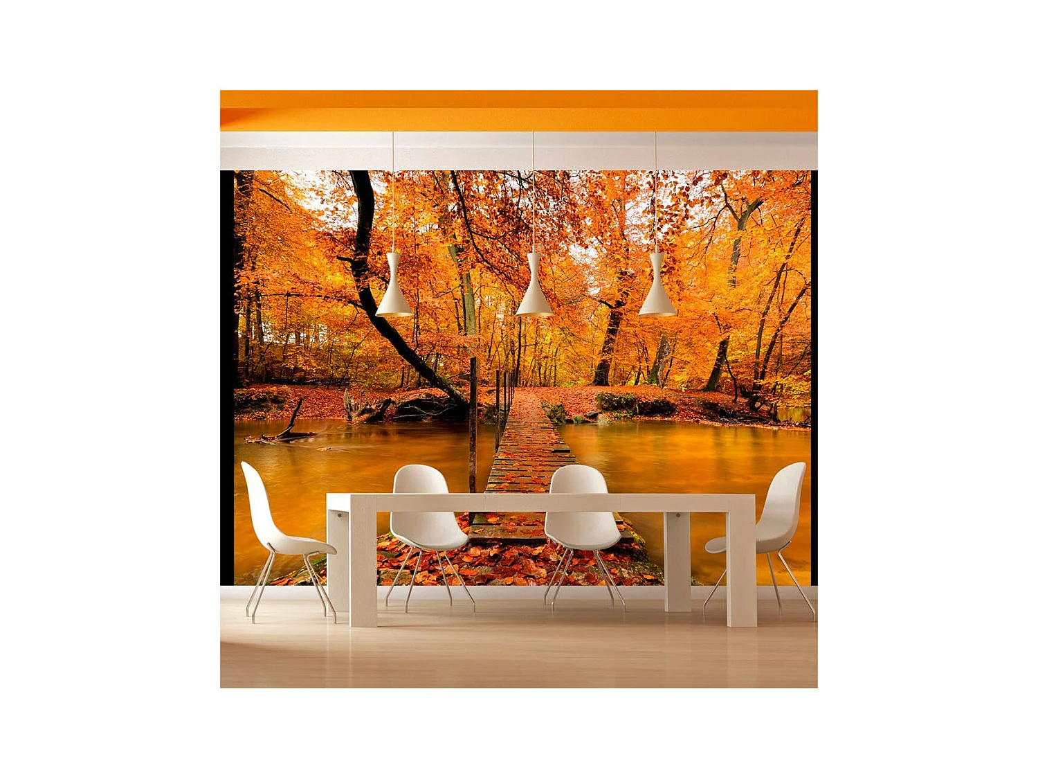 Papier Peint "Passerelle en Bois dans la Forêt" 154 x 200 cm