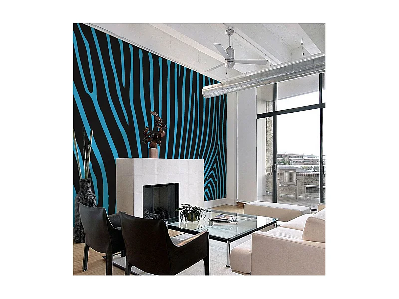 Papier Peint "Zebra Pattern Turquoise" 231 x 300 cm