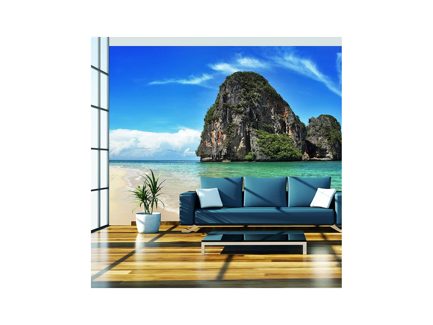 Papier Peint "Paysage Exotique Plage Railay Thaïlande" 154 x 200 cm