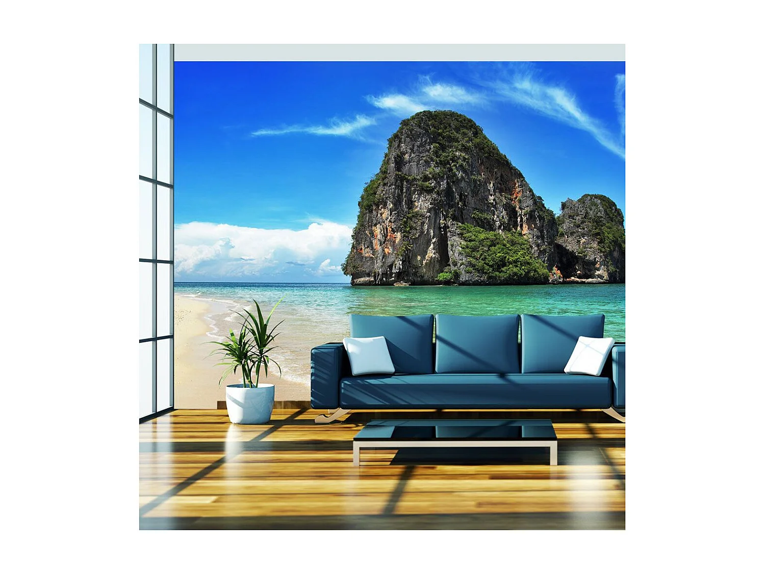 Papier Peint "Paysage Exotique Plage Railay Thaïlande" 154 x 200 cm
