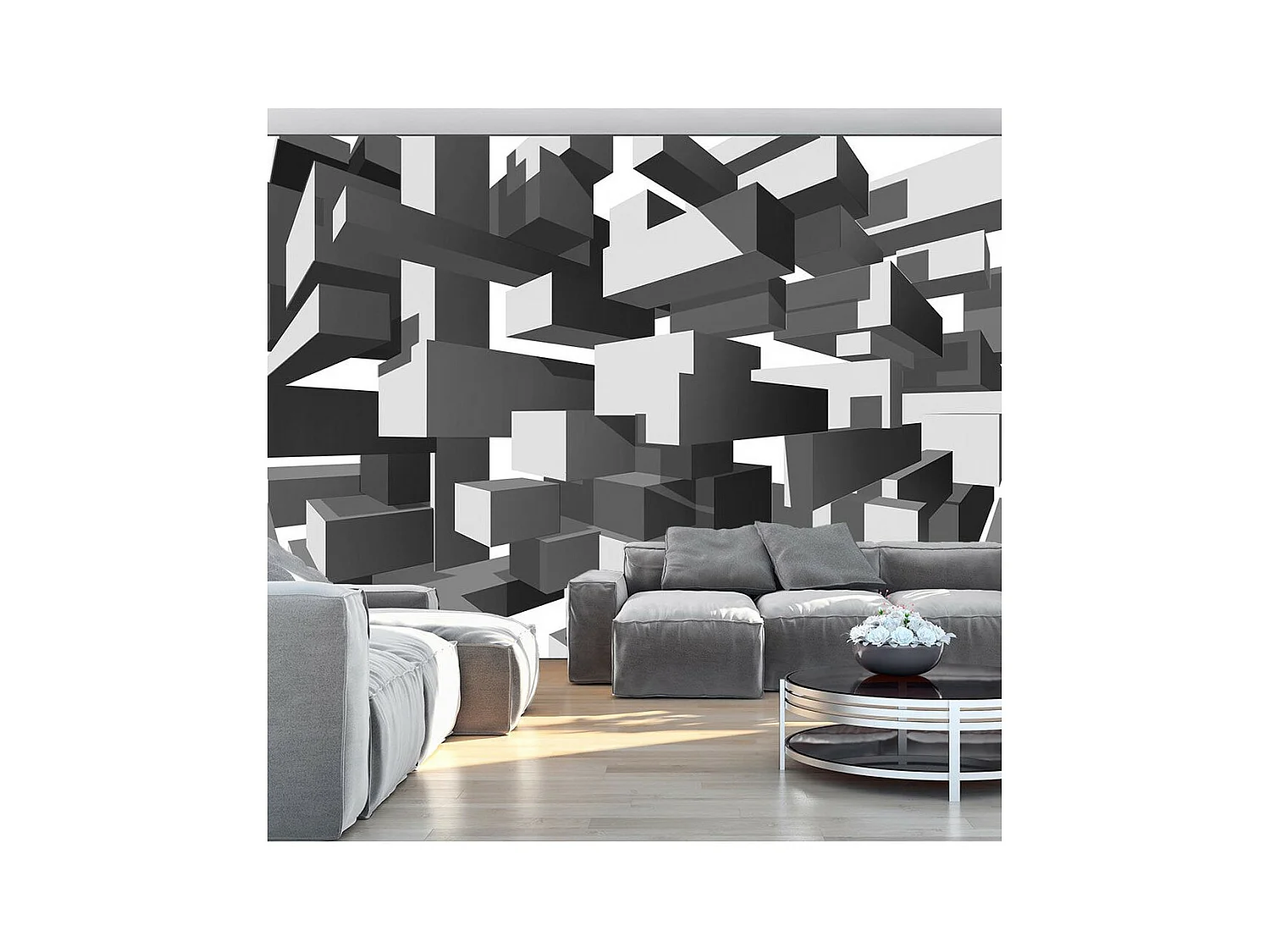 Papier Peint "Grey Notes" 70 x 100 cm