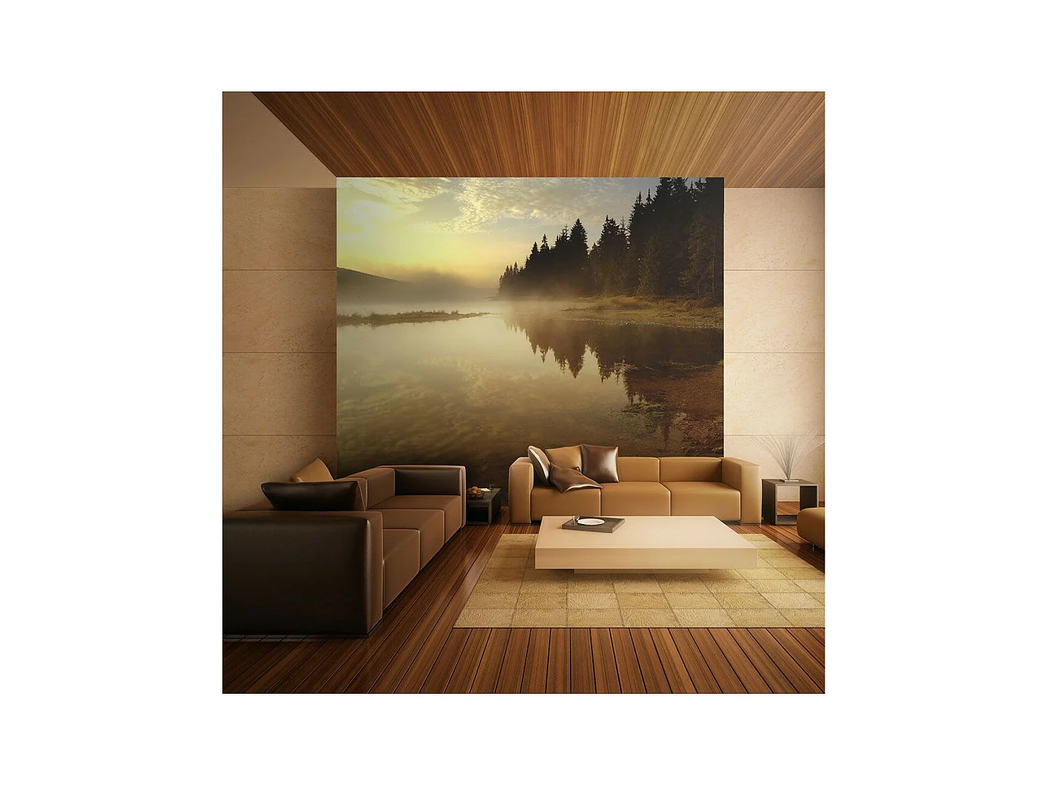 Papier Peint "Forêt & Lac" 154 x 200 cm