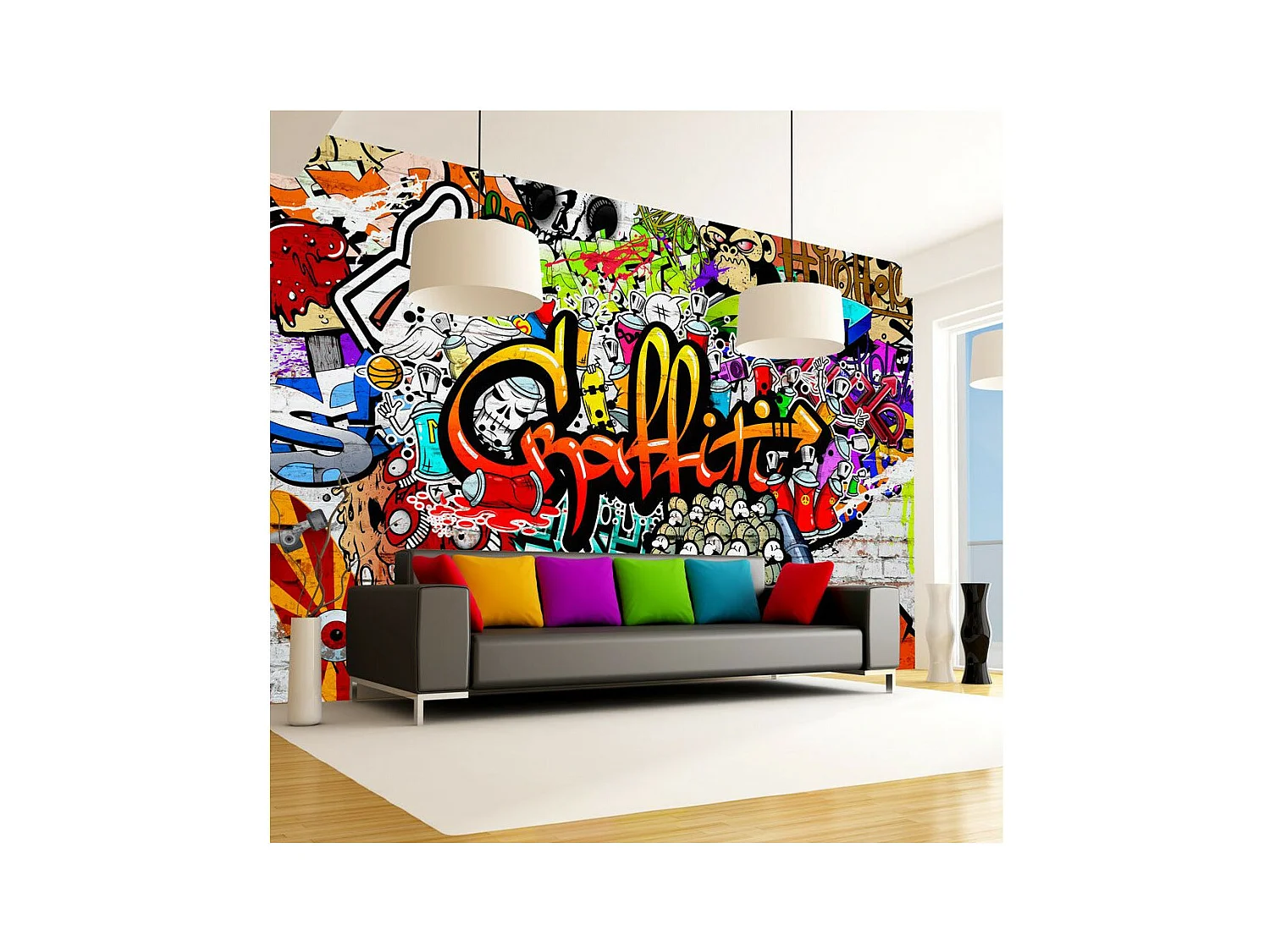 Papier Peint "Colorful Graffiti" 70 x 100 cm