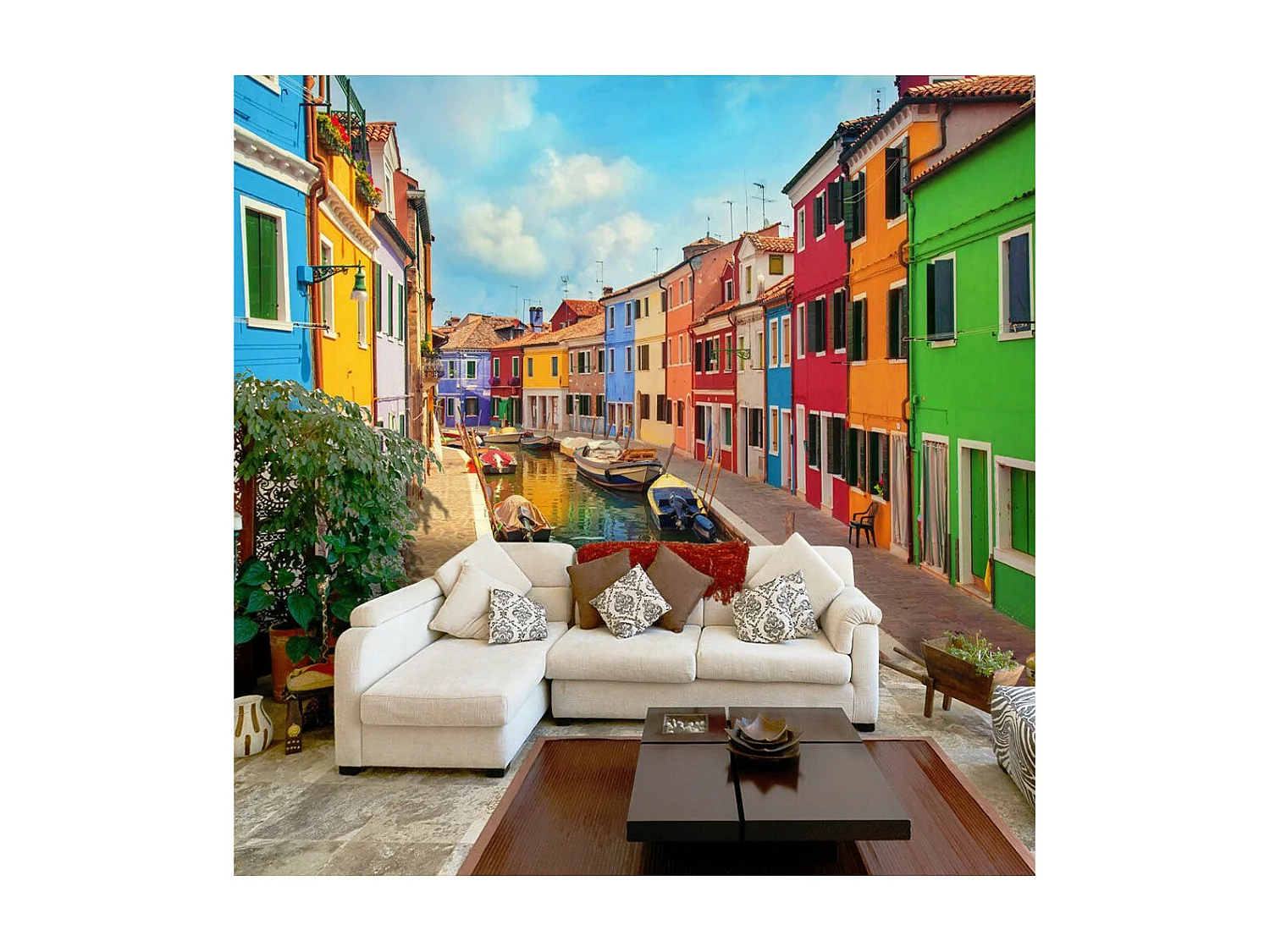 Papier Peint "Colorful Canal in Burano" 70 x 100 cm