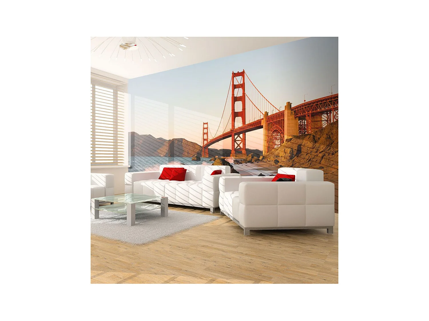 Papier Peint "Pont du Golden Gate Coucher de Soleil San Francisco" 270 x 350 cm