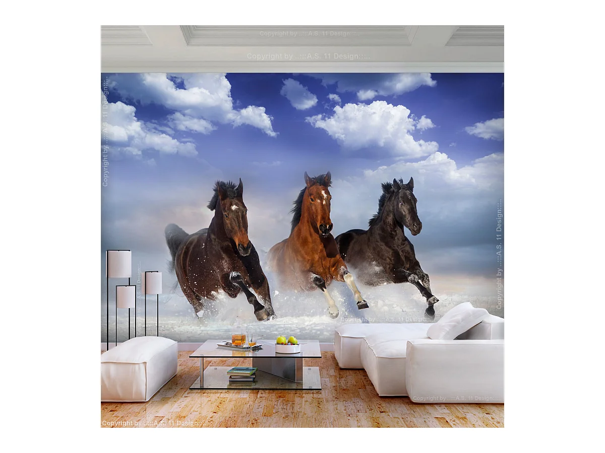 Papier Peint "Horses in the Snow" 175 x 250 cm