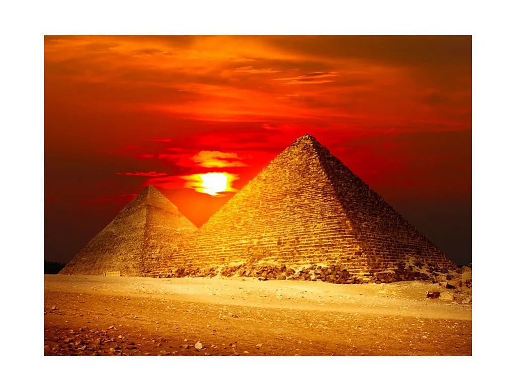 Papier Peint "La Nécropole de Gizeh Coucher de Soleil" 270 x 350 cm