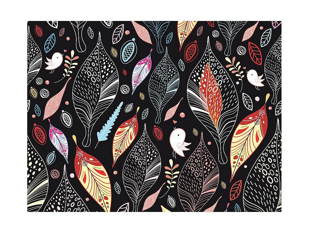 Papier Peint "Feuilles D'automne sur Fond Noir" 270 x 350 cm