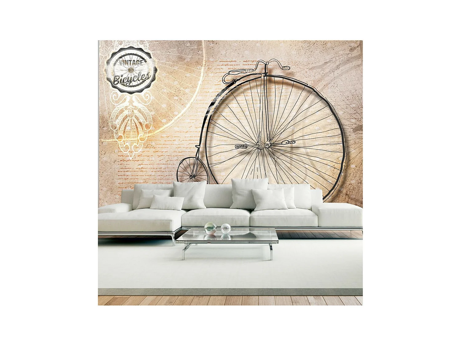 Papier Peint "Vintage Bicycles Sepia" 175 x 250 cm